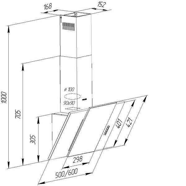 Вытяжка Pyramida KZ BL/U black 50 см